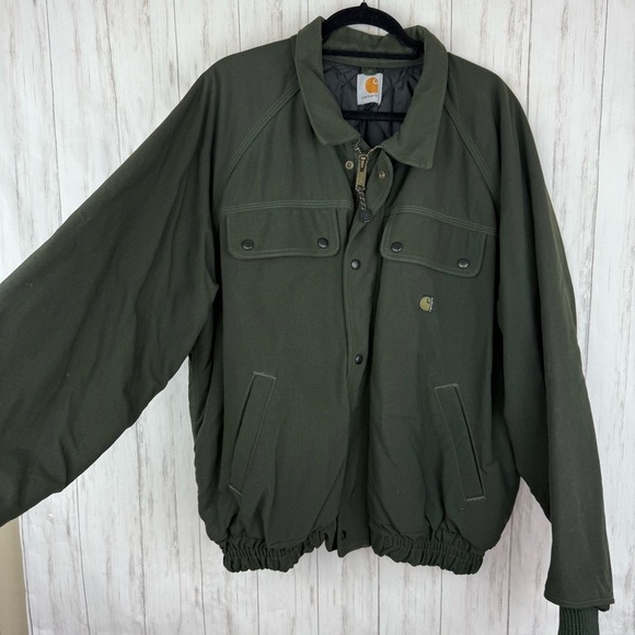 Carhartt Green Canvas Bomber jacket LIKE NEW - Picture 2 of 7
